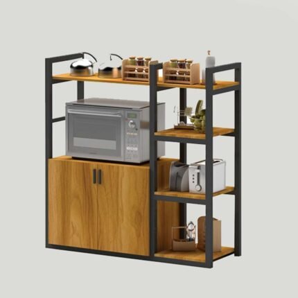 UDL OR-1101 Modern Laminated Oven Rack with black metal frame and wood shelves