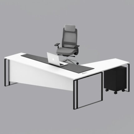 Modern L-Shaped Executive Office Desk with Chair and Mobile Pedestal - Ultimate Designs Ltd