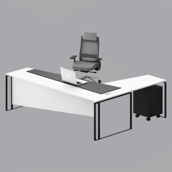 Modern L-Shaped Executive Office Desk with Chair and Mobile Pedestal - Ultimate Designs Ltd