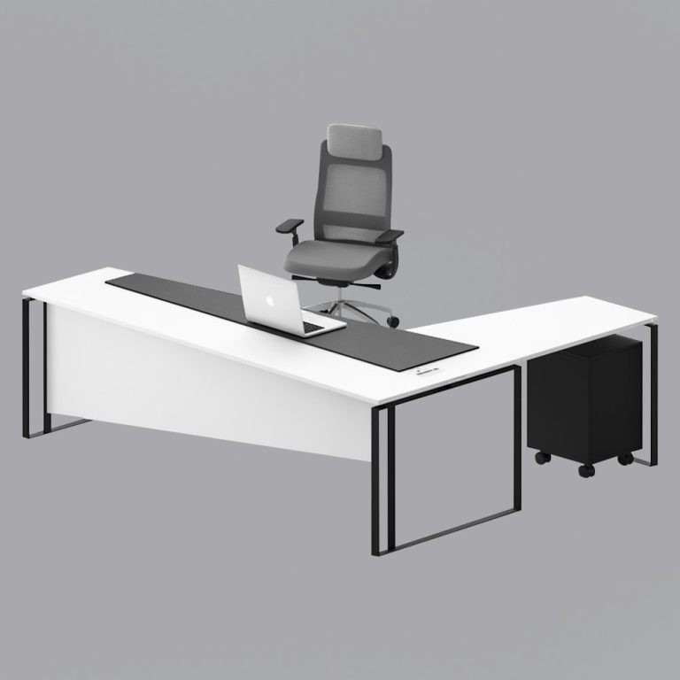 Modern L-Shaped Executive Office Desk with Chair and Mobile Pedestal - Ultimate Designs Ltd