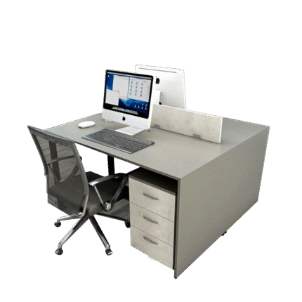 Modern 2 Seater Workstation Desk with Storage Drawers and Divider