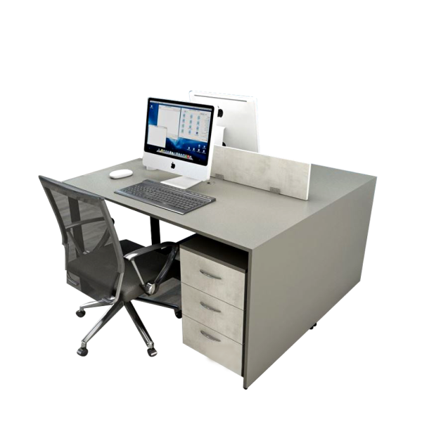 Modern 2 Seater Workstation Desk with Storage Drawers and Divider