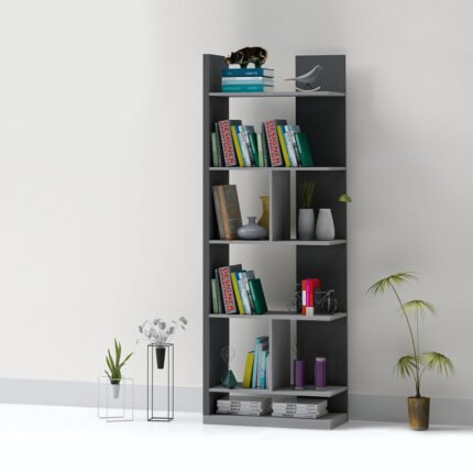 UDL BS-2603 Modern Vertical Book Shelf in charcoal and grey finish
