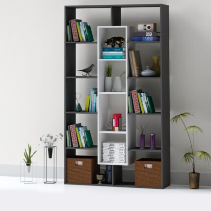 UDL BS-2604 Modern Minimalist Book Shelf with 15+ storage compartments