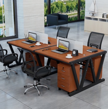 Modern 4-Seater Office Workstation Desk with Storage by Ultimate Designs Ltd