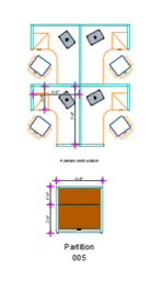 4-Person Cubicle Desk Layout View | Ultimate Designs Ltd
