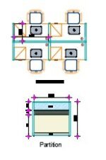 4 Seater Workstation Layout with Aluminum Board Partition – Ultimate Designs Ltd.