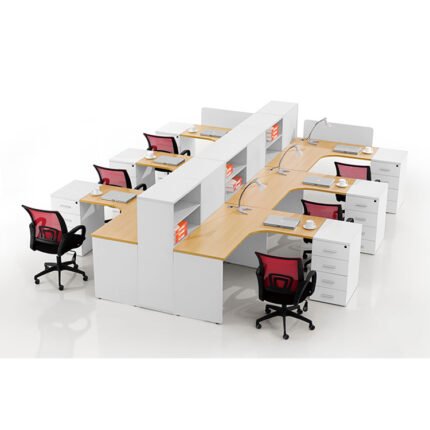 6-person modern office workstation desk with storage by Ultimate Designs Ltd
