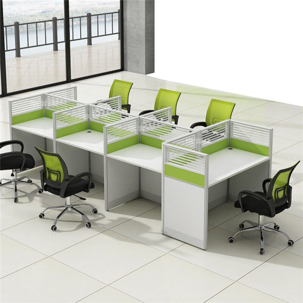 UDL WS-007 7 Person Workstation with board and fabric partition framed in aluminum