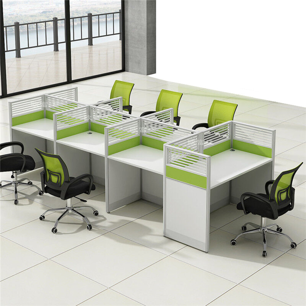 UDL WS-007 7 Person Workstation with board and fabric partition framed in aluminum