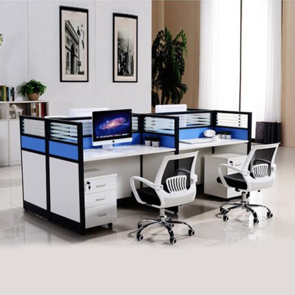 4 Person Office Workstation with Aluminum Frame