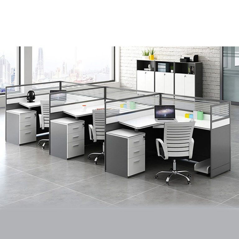 Modern 3 Person Office Desk – Cubic Workstation Table