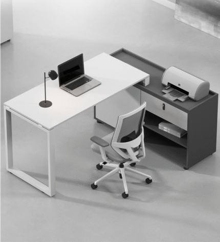 Manager Table UDL MT-501 – Modern Manager Office Table with Side Table, Metal Leg & Melamine Board