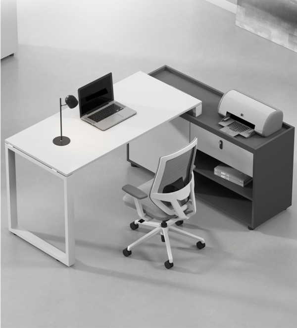 Manager Table UDL MT-501 – Modern Manager Office Table with Side Table, Metal Leg & Melamine Board