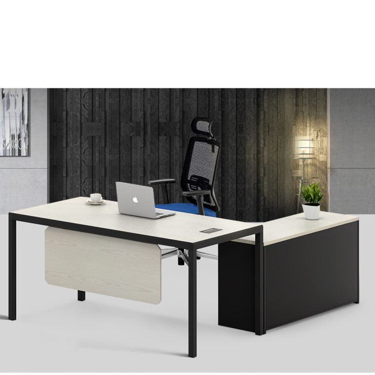 Executive Manager Office Desk UDL MT-504 with Side Table, Metal Legs & Melamine Board
