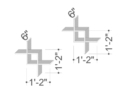 Dimension layout of Decor Wall Shelf UDL SR-2504 showing the wall-mounted cross-pattern laminated board design for modern home and office interiors.