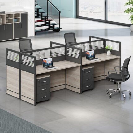 4 Seater Workstation with Aluminum Board Partition Cubicle Desk