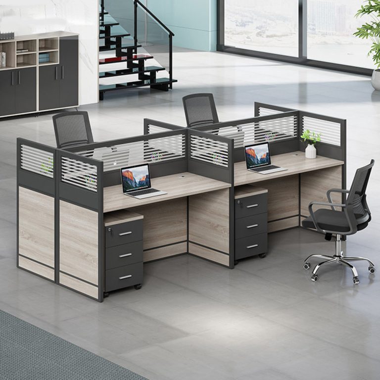 4 Seater Workstation with Aluminum Board Partition Cubicle Desk