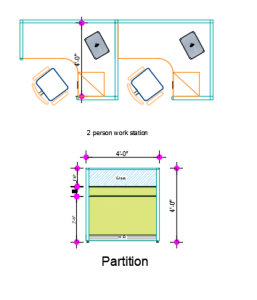 2 Person Office Workstation Layout Design