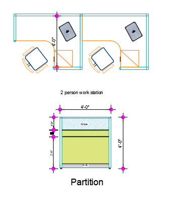 2 Person Office Workstation Layout Design
