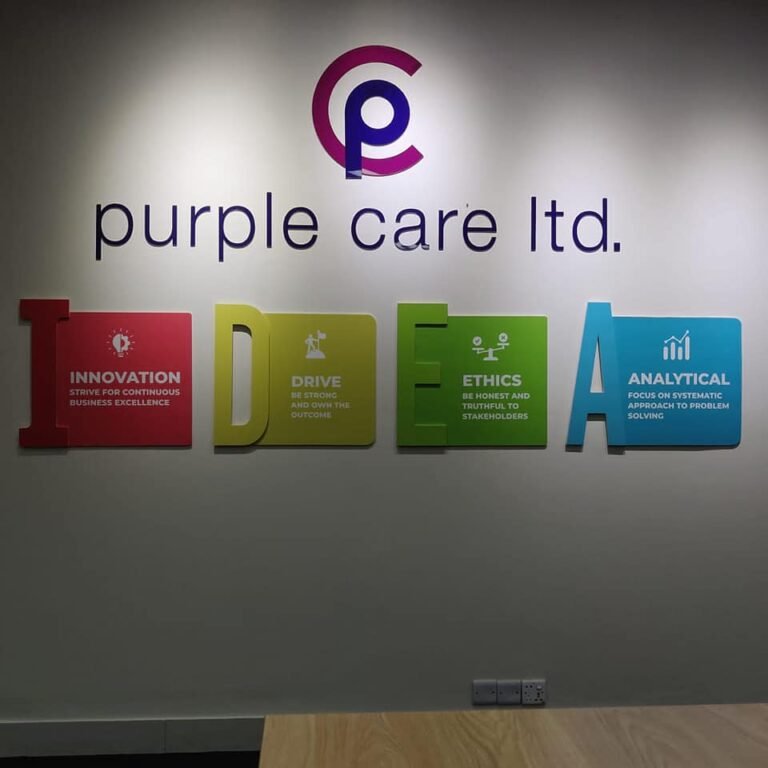 Purple Care Branding Wall