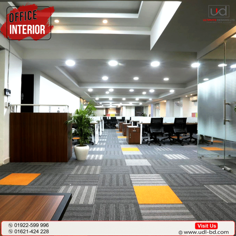 Reception & Workstation Area – Ceiling Design