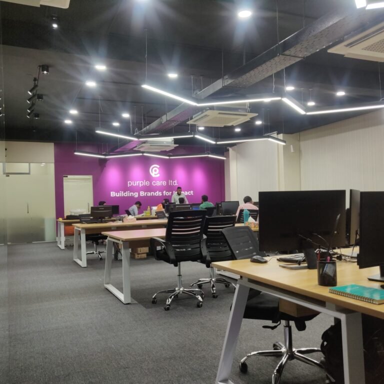 Purple Care Office LED Lighting Setup