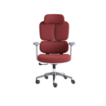 Red executive director chair with high-back support and soft cushioning.