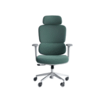 Green high-back executive director chair with cushioned seats and chrome-finish frame.