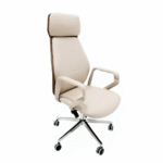 Soft Edge Director Chair UDL-6832A in cream leather with high-back ergonomic design.