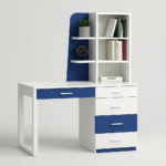 Vibrant blue and white study desk with drawers and shelves | UDL ST-12 (3)