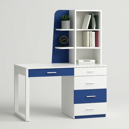Vibrant blue and white study desk with drawers and shelves | UDL ST-12 (3)