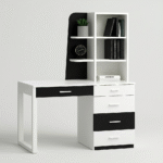 Black and white study table with bookshelf – UDL ST-12 (5) by Ultimate Designs Ltd.