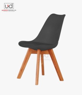 Modern UDL Black Tulip Chair with Wooden Legs