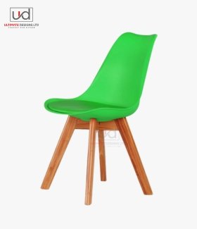 Vibrant Green UDL Tulip Chair with Wood Base