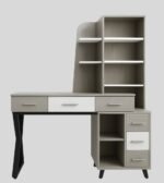 Two-tone grey and white desk with modular shelving UDL ST-10