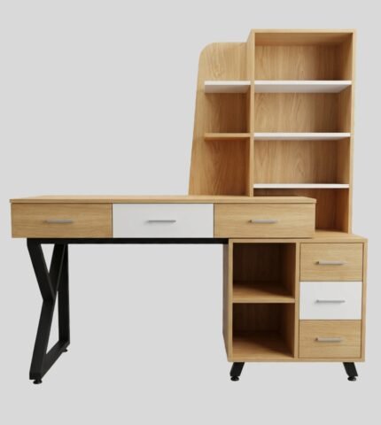 UDL ST-10 wooden study table with drawer and shelves storage