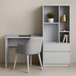 Premium study table with tall storage shelf in white finish – UDL ST-15
