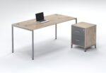 Light oak finish working table with grey metal frame | UDL WT-1300-1