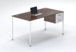 Large executive desk with dual-tone fixed drawer