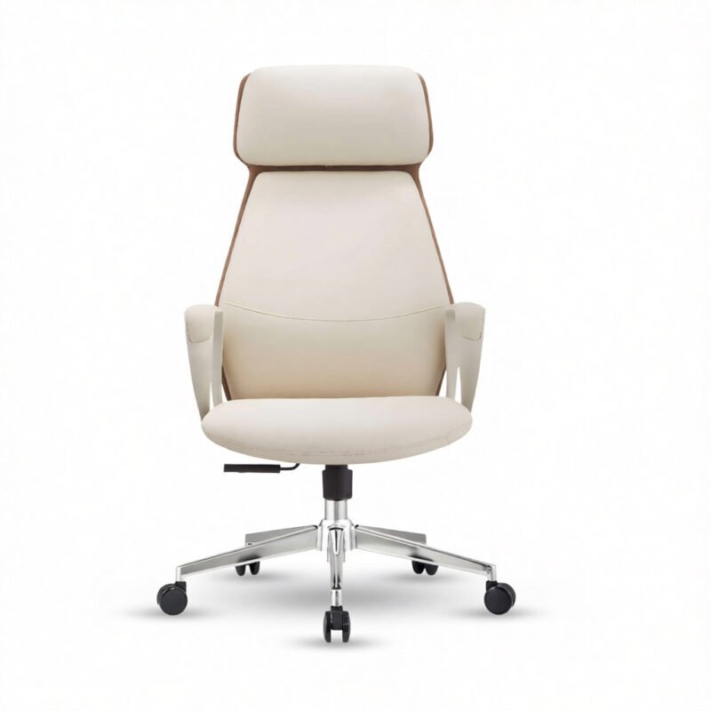 Soft Edge Director Chair UDL 6832A in elegant cream color front view.