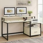 Study desk with storage drawer and open shelf in modern design