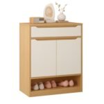 UDL SR-2811 Modern Laminated Shoe Cabinet with white doors and top drawer