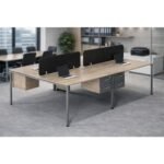 4 Person Workstation Desk with Drawers UDL OWS 824 installed in corporate open-plan office interior by Ultimate Designs Ltd