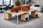 4 Person Open Workstation UDL OWS 823 installed in modern corporate open plan office interior by Ultimate Designs Ltd