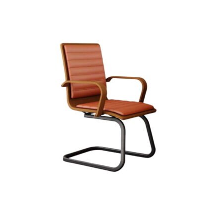 Wooden executive visitor chair with ribbed tan padding and black cantilever metal base by Ultimate Designs Ltd