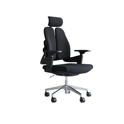 Royal Dual Back Director Chair UDL A7901 black front angled view with chrome base by Ultimate Designs Ltd