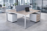2 Person Open Workstation UDL OWS 825 installed in modern corporate open-plan office interior by Ultimate Designs Ltd