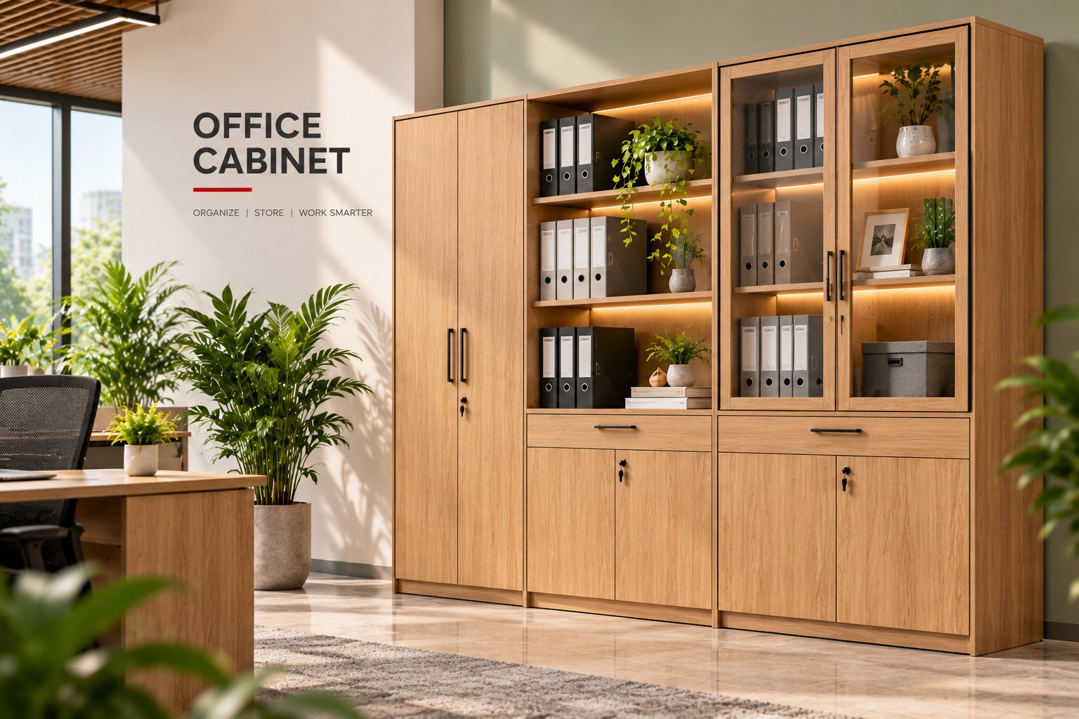 oak office cabinet